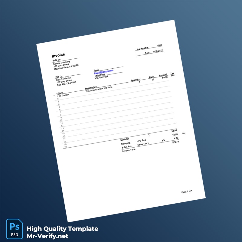 USA Sample Company Invoice Template in Word and PDF formats 4 page USA Sample Company Invoice Template in Word and PDF formats 4 page