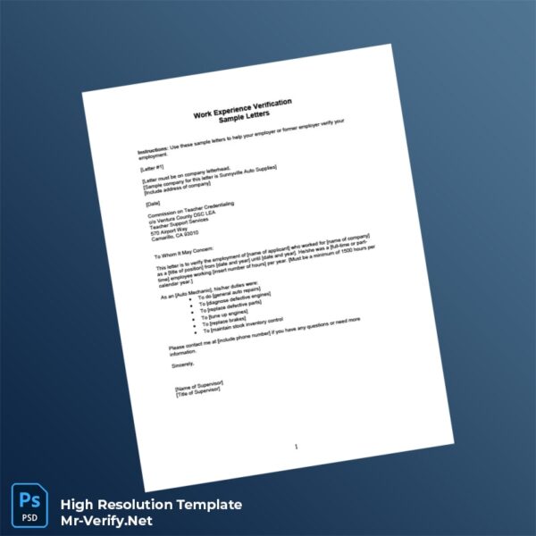 Editable USA Super Computers Employment Verification Letter Word and Pdf Template 2 page