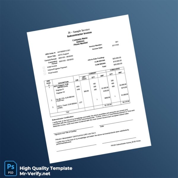 USA URS Invoice Template in Word and PDF formats 2 page USA URS Invoice Template in Word and PDF formats 2 page