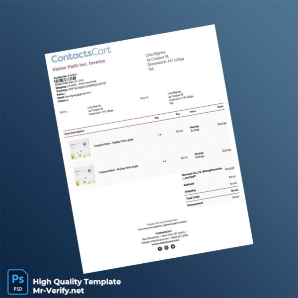 USA Vision Path Inc Invoice Template in Word and PDF formats 8 page USA Vision Path Inc Invoice Template in Word and PDF formats 8 page