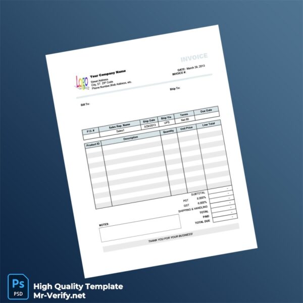 USA Your Company Name Invoice Template in Word and PDF formats 7 page