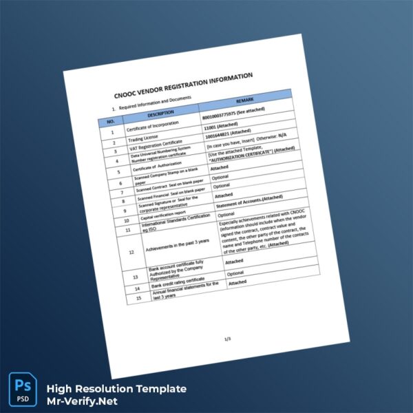 Editable Uganda CNOOC Business Registration Certificate Word and Pdf Template 4 page Editable Uganda CNOOC Business Registration Certificate Word and Pdf Template 4 page