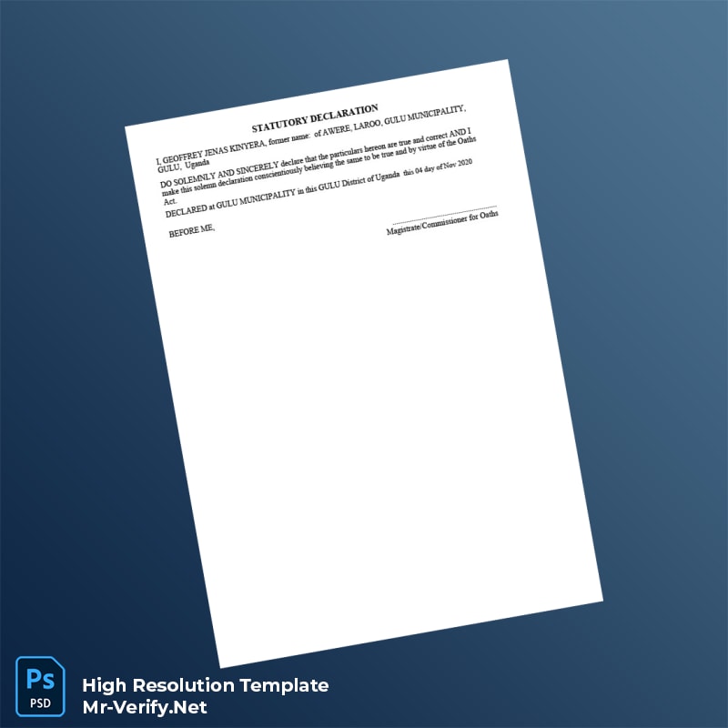 Uganda Registrar of Business Names Business Name Registration Certificate Word and Pdf Template 3 page Uganda Registrar of Business Names Business Name Registration Certificate Word and Pdf Template 3 page