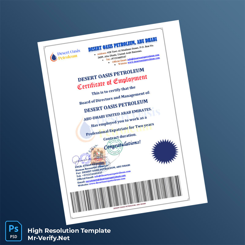 Editable United Arab Emirates Desert Oasis Petroleum Employment Verification Letter Word and Pdf Template 5 page Editable United Arab Emirates Desert Oasis Petroleum Employment Verification Letter Word and Pdf Template 5 page