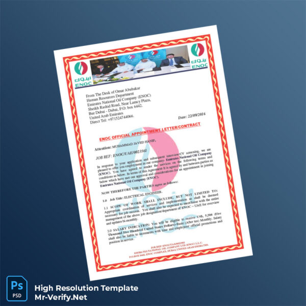 Editable United Arab Emirates Emirates National Oil Company Employment Verification Letter Word and Pdf Template 5 page Editable United Arab Emirates Emirates National Oil Company Employment Verification Letter Word and Pdf Template 5 page