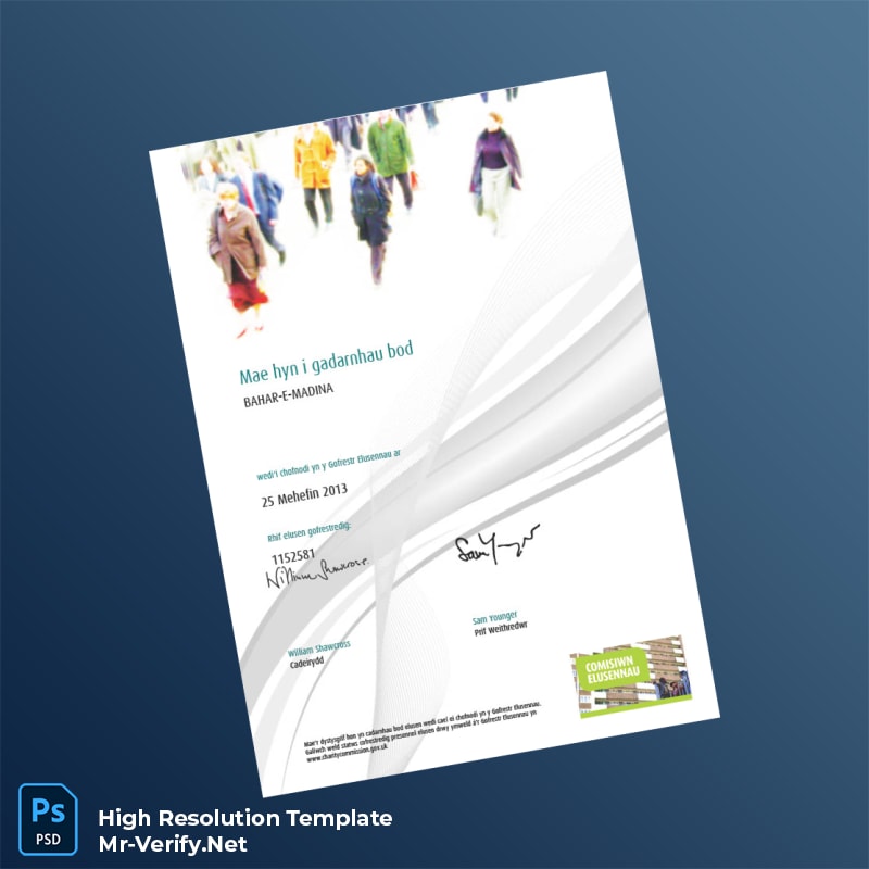 United Kingdom Charity Commission Charity Registration Certificate Word and Pdf Template 2 page United Kingdom Charity Commission Charity Registration Certificate Word and Pdf Template 2 page