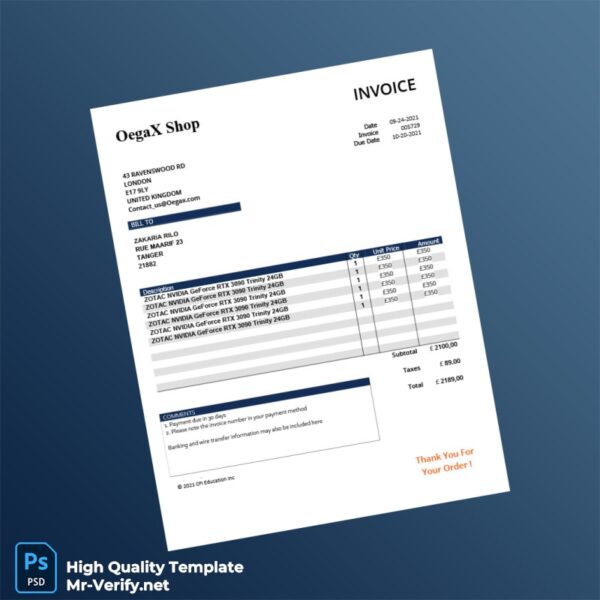 United Kingdom Oegax Shop Invoice Template in Word and PDF formats United Kingdom Oegax Shop Invoice Template in Word and PDF formats