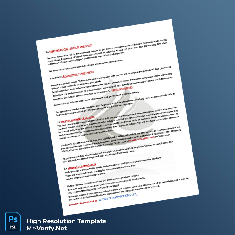 Editable United Kingdom Wates Construction Employment Verification Letter Word and Pdf Template 5 page Editable United Kingdom Wates Construction Employment Verification Letter Word and Pdf Template 5 page