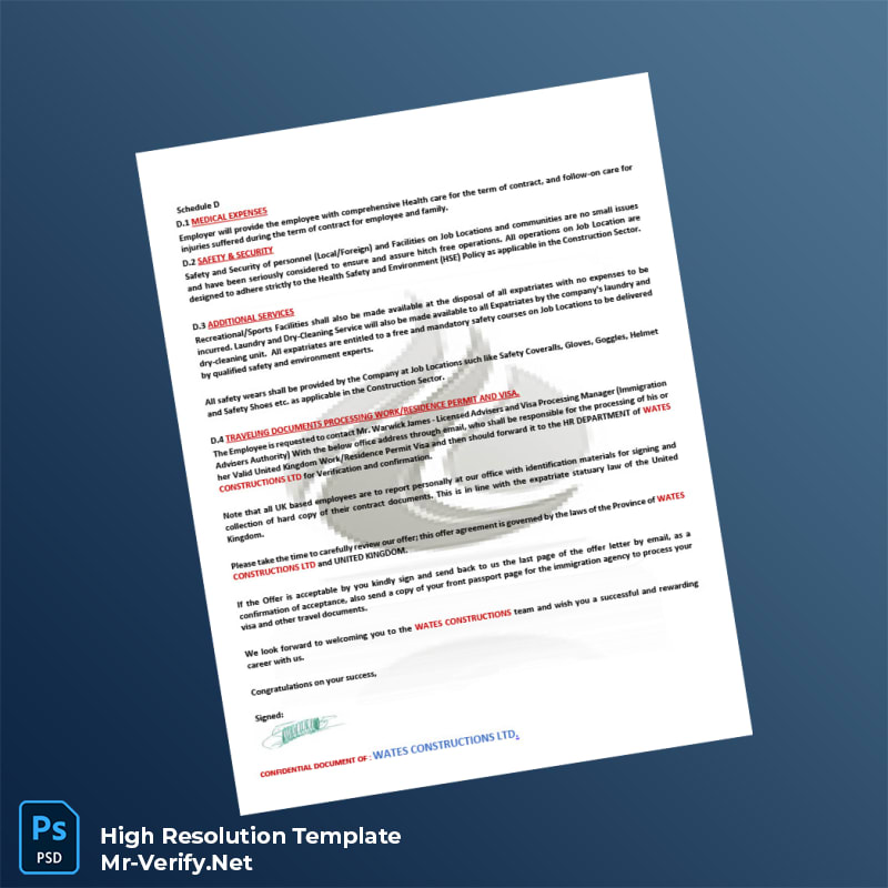 Editable United Kingdom Wates Construction Employment Verification Letter Word and Pdf Template 5 page Editable United Kingdom Wates Construction Employment Verification Letter Word and Pdf Template 5 page