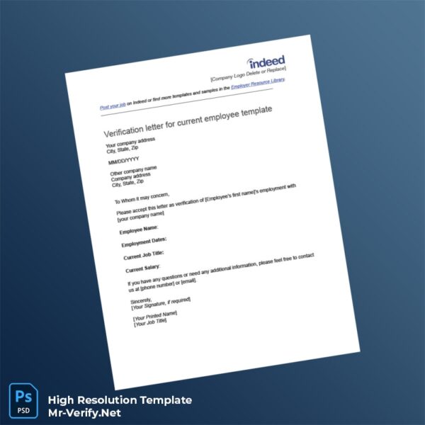 Editable United States ABC Inc Employment Verification Letter Word and Pdf Template 4 page