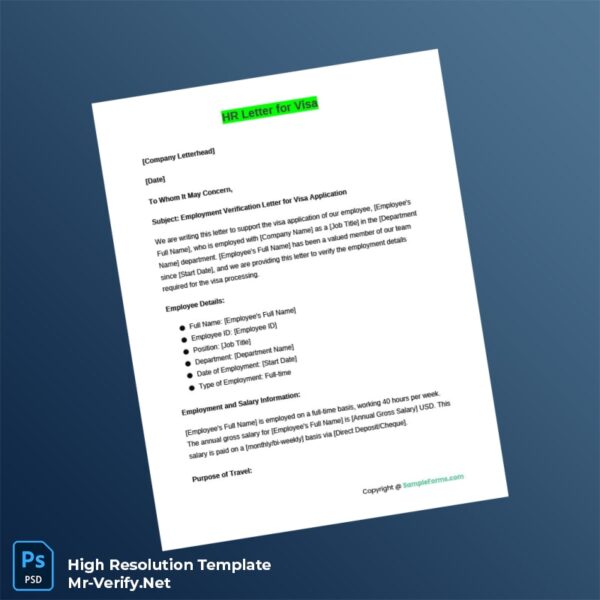 Editable United States Company Name Employment Verification Letter Word and Pdf Template 4 page