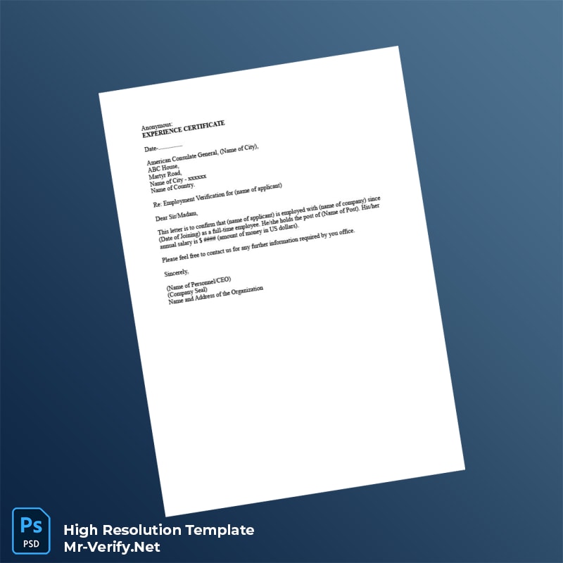 Editable United States Employment Certificate Word and Pdf Template 4 page Editable United States Employment Certificate Word and Pdf Template 4 page