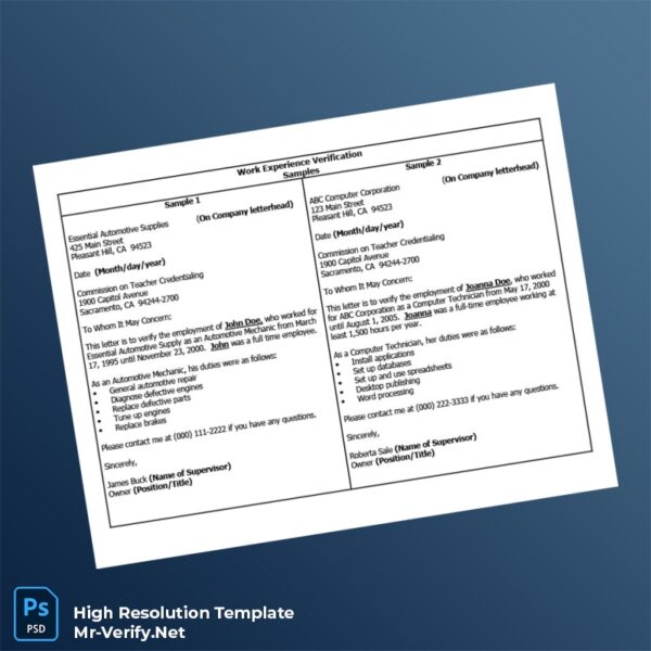 Editable United States Essential Automotive Supplies Work Experience Verification Letter Word and Pdf Template 2 page Editable United States Essential Automotive Supplies Work Experience Verification Letter Word and Pdf Template 2 page