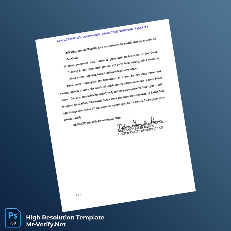 Editable United States Texas Voter ID Order Word and Pdf Template 7 page Editable United States Texas Voter ID Order Word and Pdf Template 7 page