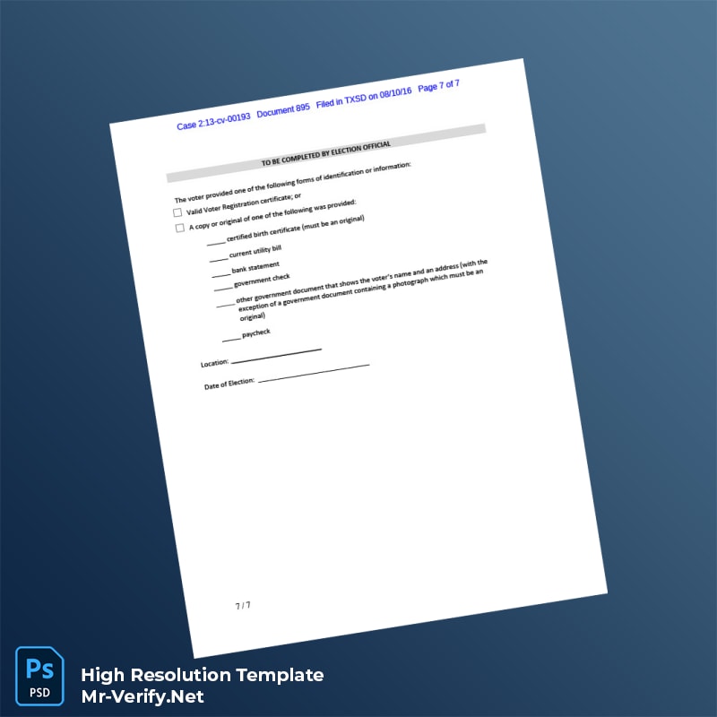 Editable United States Texas Voter ID Order Word and Pdf Template 7 page Editable United States Texas Voter ID Order Word and Pdf Template 7 page