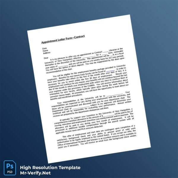 Editable United States University of New Hampshire Employment Verification Letter Word and Pdf Template 2 page Editable United States University of New Hampshire Employment Verification Letter Word and Pdf Template 2 page