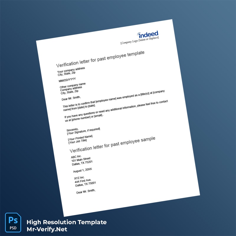 Editable United States XYZ Inc Employment Verification Letter Word and Pdf Template 4 page Editable United States XYZ Inc Employment Verification Letter Word and Pdf Template 4 page