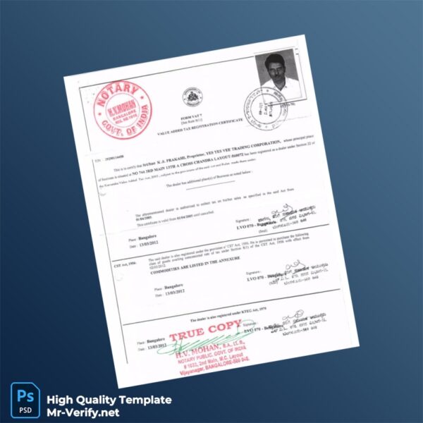 VAT Registration Certificate Template in Word and PDF formats 5 page VAT Registration Certificate Template in Word and PDF formats 5 page