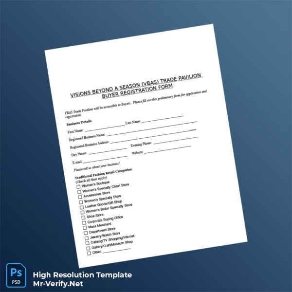 Editable VBAS Buyer Registration Form Word and Pdf Template 4 page