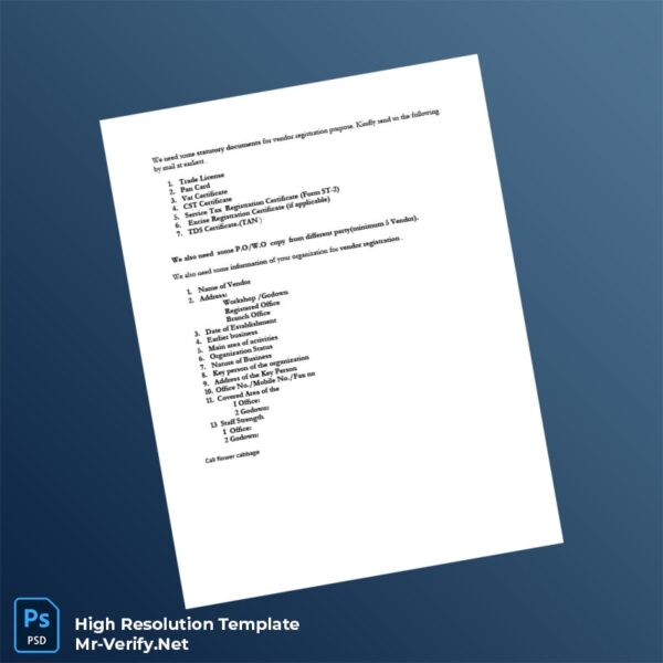 Vendor Registration Certificate Word and Pdf Template Vendor Registration Certificate Word and Pdf Template