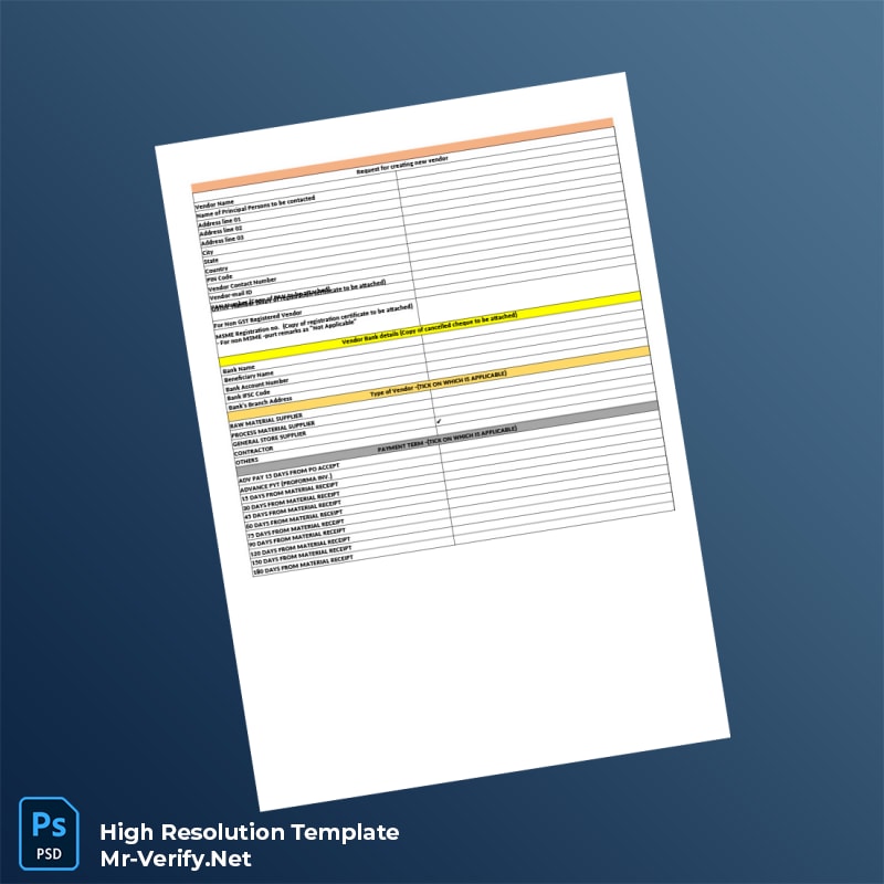 Editable Vendor Registration Request Format Word and Pdf Template Editable Vendor Registration Request Format Word and Pdf Template