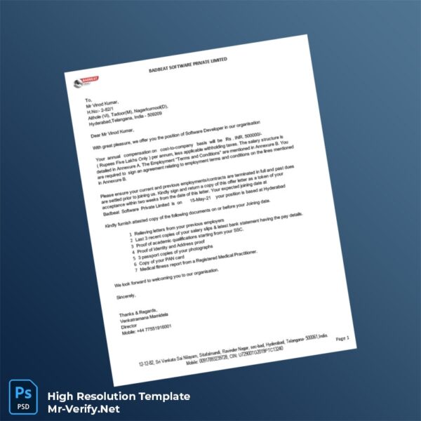 Editable Vinod Kumar India Salary Certificate Word and Pdf Template 8 page Editable Vinod Kumar India Salary Certificate Word and Pdf Template 8 page