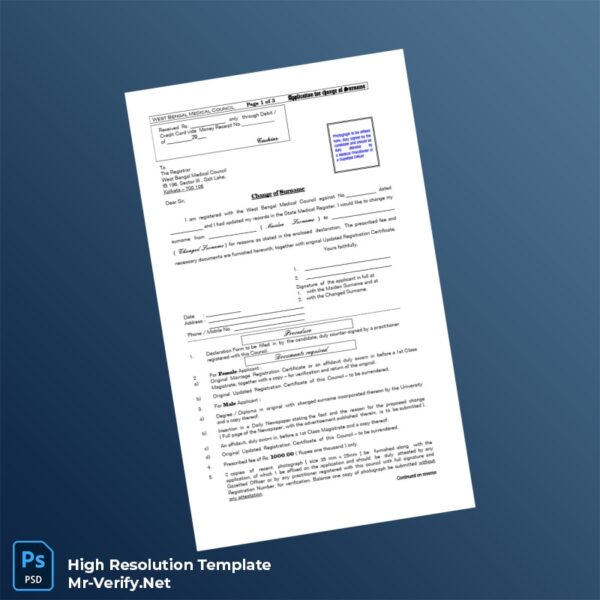 Editable West Bengal Medical Council Registration Certificate Word and Pdf Template 3 page Editable West Bengal Medical Council Registration Certificate Word and Pdf Template 3 page