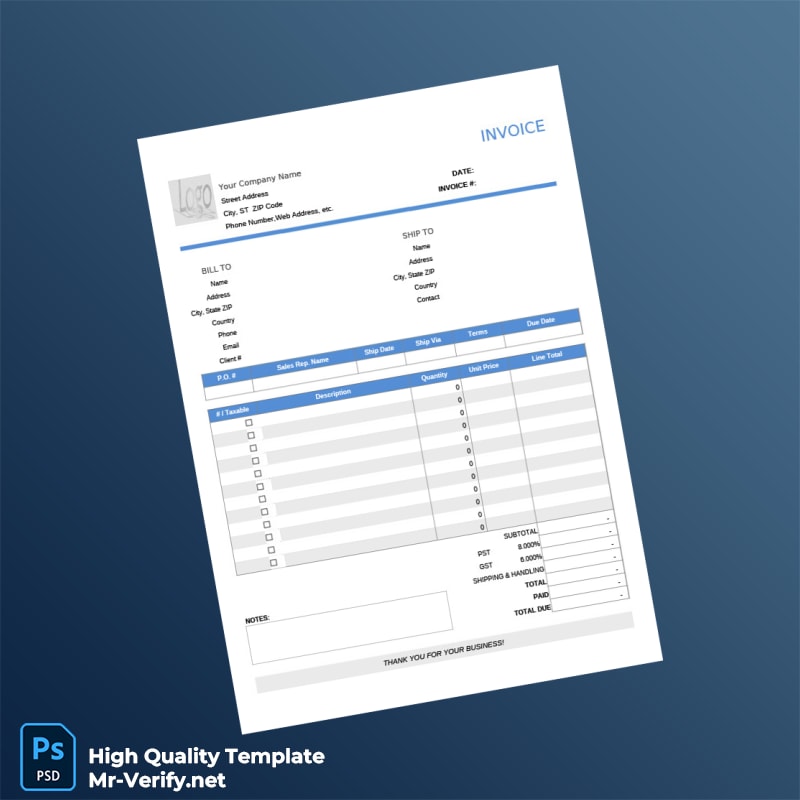Your Company Name Invoice Template in Word and PDF formats Your Company Name Invoice Template in Word and PDF formats