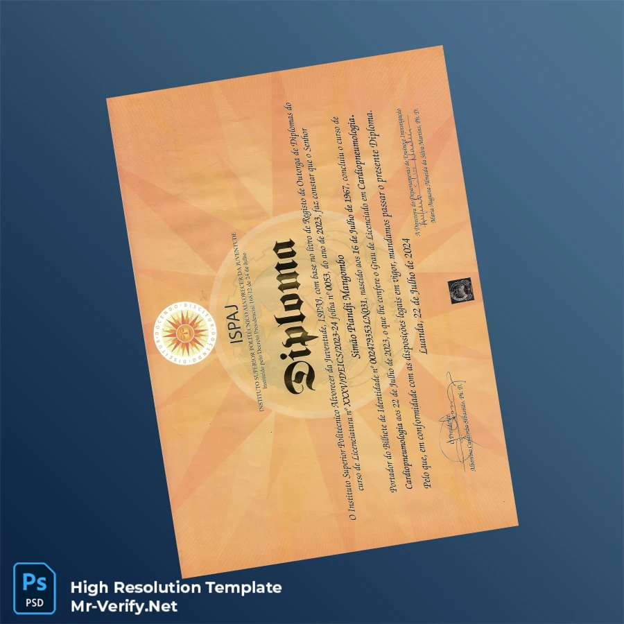 Angola Instituto Superior Politécnico Lavrador de Inventividade Diploma – Fully Editable High Resolution 2 Page Angola Instituto Superior Politécnico Lavrador de Inventividade Diploma – Fully Editable High Resolution 2 Page