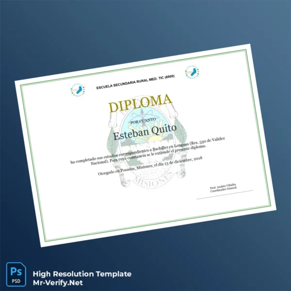 Argentina Escuela Secundaria Rural Med. TIC High School Diploma – Fully Editable Print-Ready Template Argentina Escuela Secundaria Rural Med. TIC High School Diploma – Fully Editable Print-Ready Template
