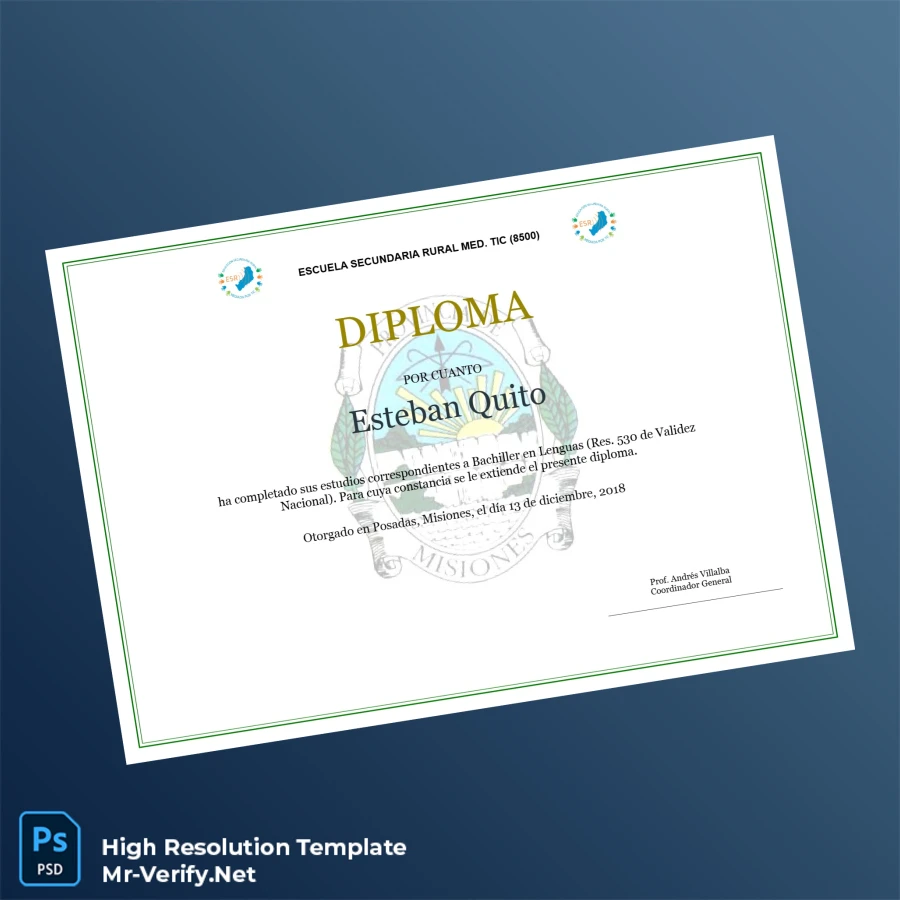 Argentina Escuela Secundaria Rural Med. TIC High School Diploma – Fully Editable Print-Ready Template Argentina Escuela Secundaria Rural Med. TIC High School Diploma – Fully Editable Print-Ready Template