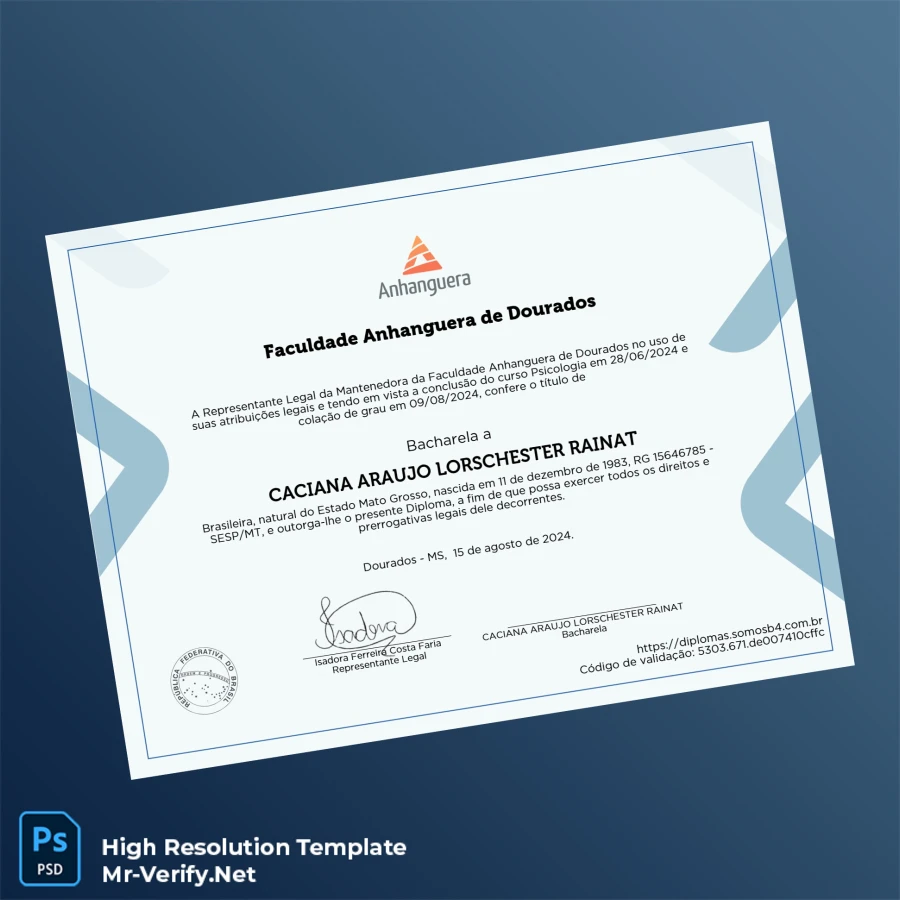 Brazil Anhanguera University Bachelor of Psychology Template – Fully Editable & Print-Ready 2 Page Brazil Anhanguera University Bachelor of Psychology Template – Fully Editable & Print-Ready 2 Page