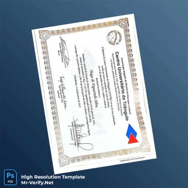 Brazil Centro Universitário do Triângulo Bachelor of Law Diploma – Fully Editable & Print-Ready 2 Page Brazil Centro Universitário do Triângulo Bachelor of Law Diploma – Fully Editable & Print-Ready 2 Page