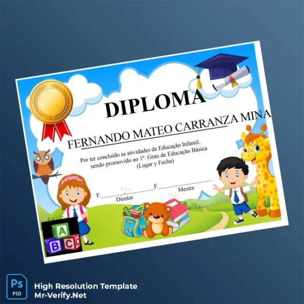 Brazil Diploma in Early Childhood Education Template – Fully Editable & Print-Ready Brazil Diploma in Early Childhood Education Template – Fully Editable & Print-Ready