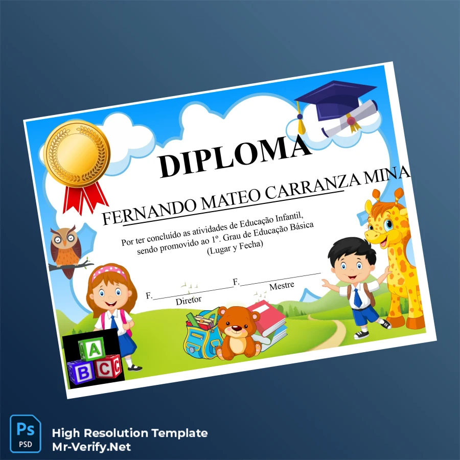 Brazil Diploma in Early Childhood Education Template – Fully Editable & Print-Ready Brazil Diploma in Early Childhood Education Template – Fully Editable & Print-Ready
