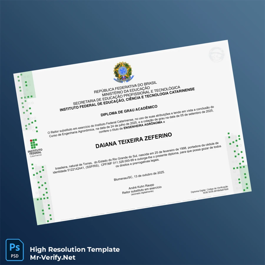 Brazil Instituto Federal Catarinense Bachelor of Science in Agronomy Template – Fully Editable High Resolution 2 Page Brazil Instituto Federal Catarinense Bachelor of Science in Agronomy Template – Fully Editable High Resolution 2 Page