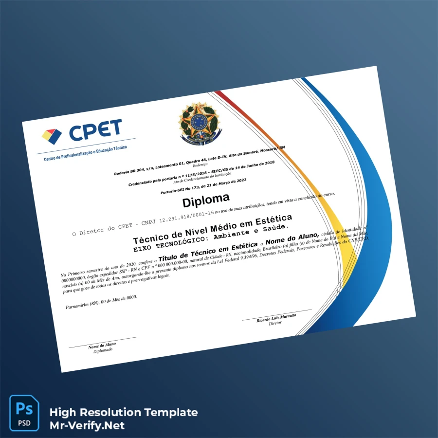 Brazil Instituto (Unnamed) Diploma in Aesthetics Template – Fully Editable & High Resolution 2 Page Brazil Instituto (Unnamed) Diploma in Aesthetics Template – Fully Editable & High Resolution 2 Page