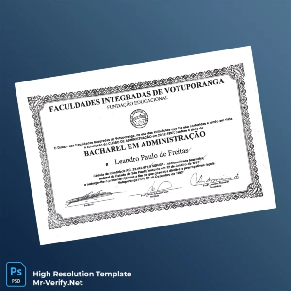 Brazil Integrated Colleges of Votuporanga Bachelor of Business Administration Template – Fully Editable & Print-Ready 2 Page Brazil Integrated Colleges of Votuporanga Bachelor of Business Administration Template – Fully Editable & Print-Ready 2 Page