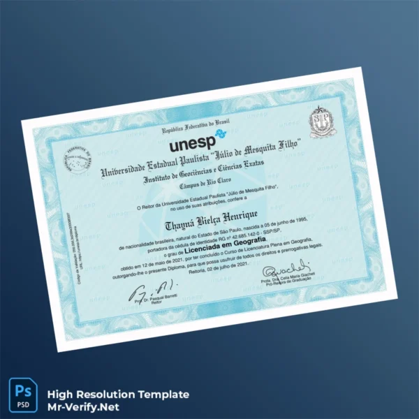 Brazil State University of São Paulo Bachelor’s Degree in Geography Template – Fully Editable High Resolution 2 Page Brazil State University of São Paulo Bachelor’s Degree in Geography Template – Fully Editable High Resolution 2 Page