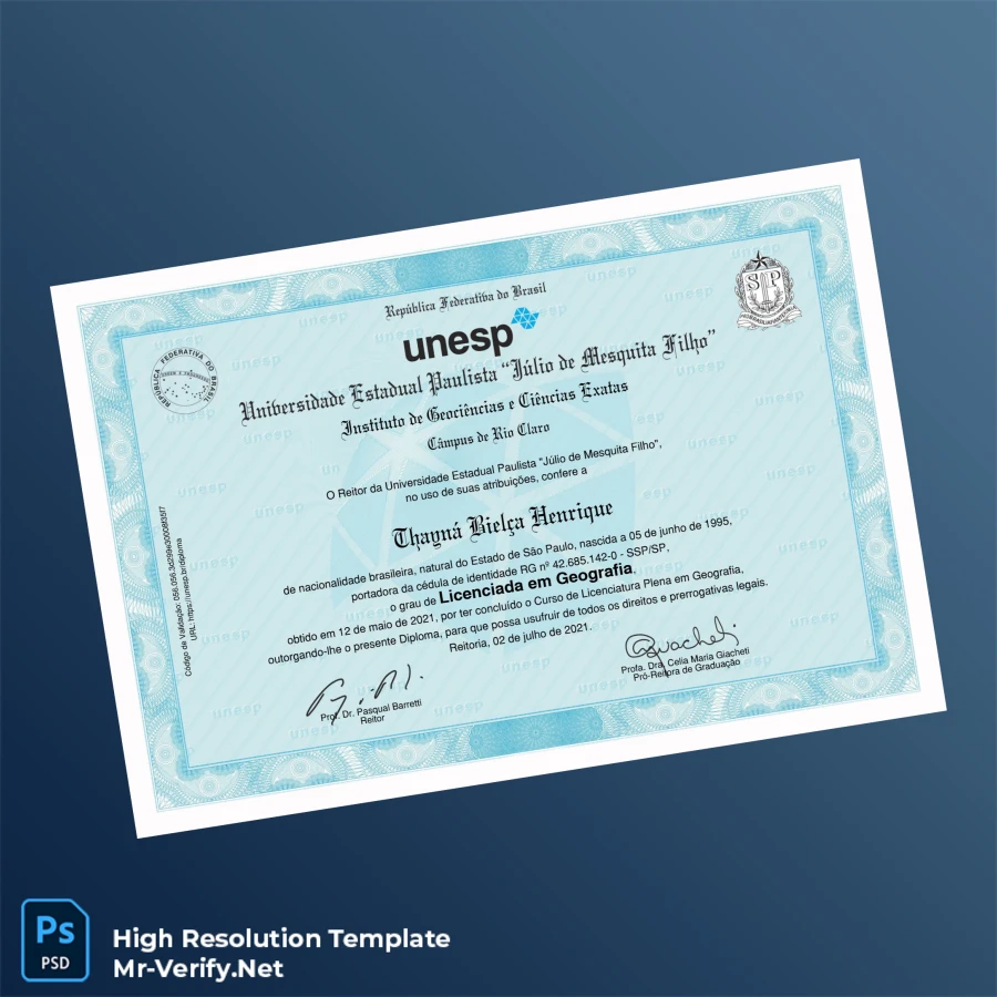 Brazil State University of São Paulo Bachelor’s Degree in Geography Template – Fully Editable High Resolution 2 Page Brazil State University of São Paulo Bachelor’s Degree in Geography Template – Fully Editable High Resolution 2 Page