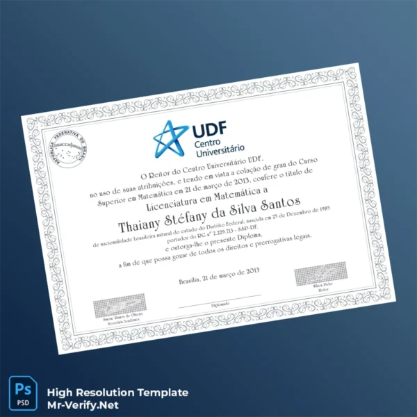 Brazil UDF University Diploma Template – Fully Editable & Print-Ready 2 Page Brazil UDF University Diploma Template – Fully Editable & Print-Ready 2 Page