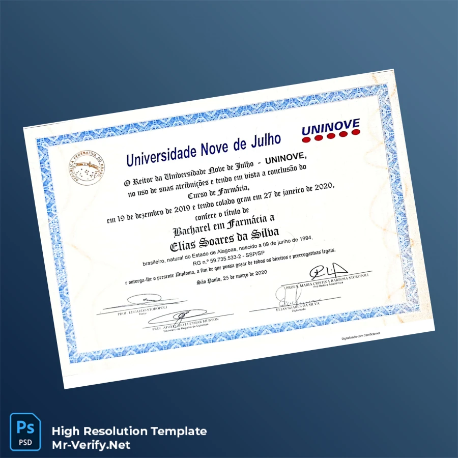 Brazil UNINOVE Bachelor of Pharmacy Template – Fully Editable & Print-Ready 2 Page Brazil UNINOVE Bachelor of Pharmacy Template – Fully Editable & Print-Ready 2 Page