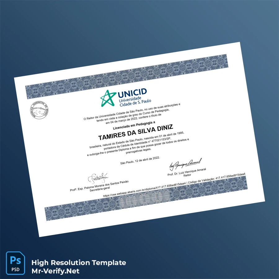 Brazil Universidade Cidade de São Paulo Bachelor of Education in Pedagogy Template – Fully Editable Print-Ready 2 Page Brazil Universidade Cidade de São Paulo Bachelor of Education in Pedagogy Template – Fully Editable Print-Ready 2 Page