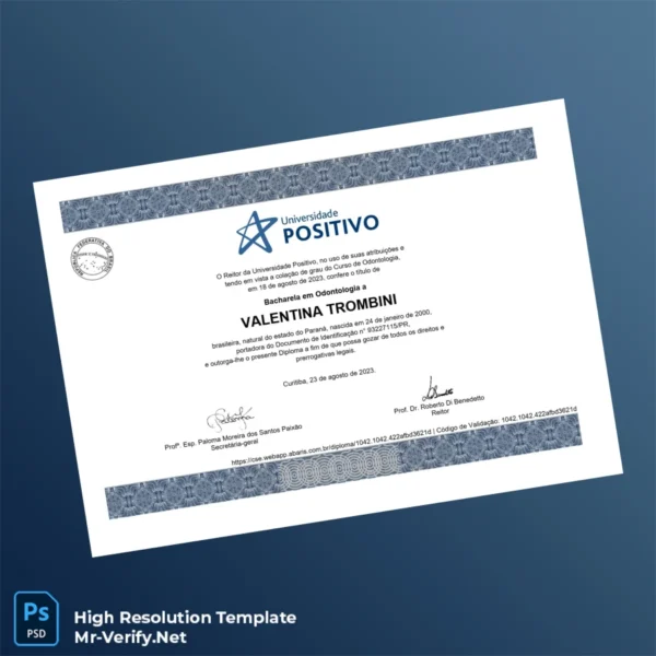 Brazil Universidade Positivo Bachelor of Dentistry Template – Fully Editable & Print-Ready 2 Page Brazil Universidade Positivo Bachelor of Dentistry Template – Fully Editable & Print-Ready 2 Page
