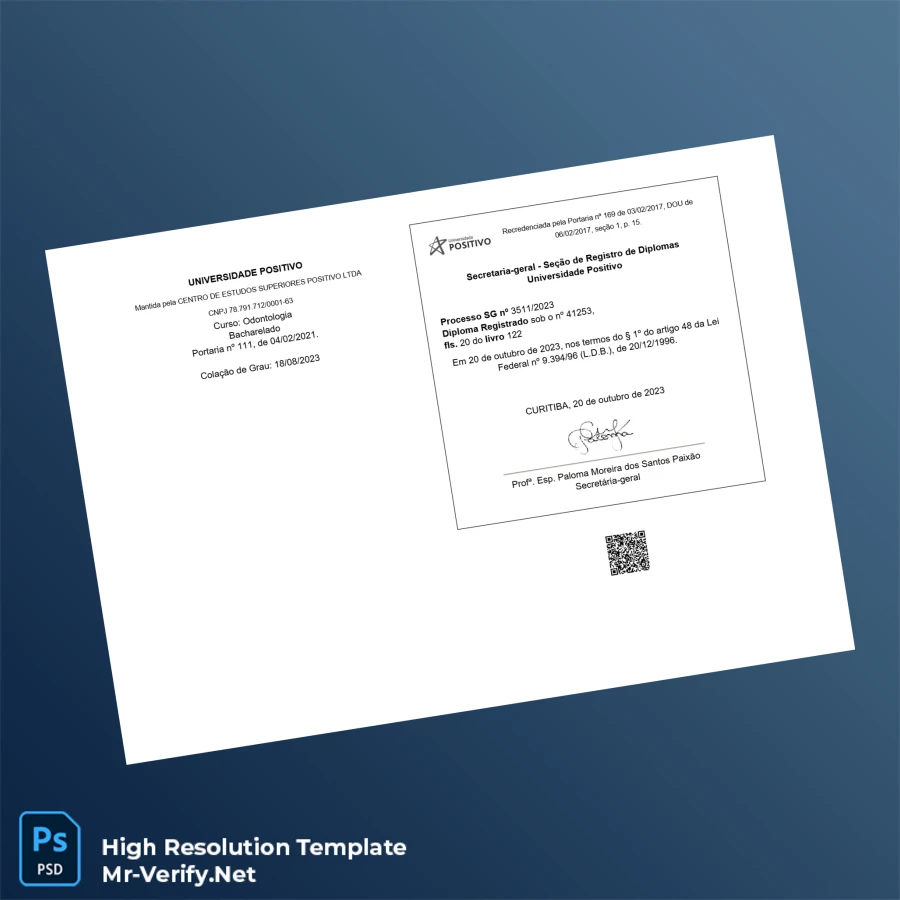 Brazil Universidade Positivo Bachelor of Dentistry Template – Fully Editable & Print-Ready 2 Page Brazil Universidade Positivo Bachelor of Dentistry Template – Fully Editable & Print-Ready 2 Page