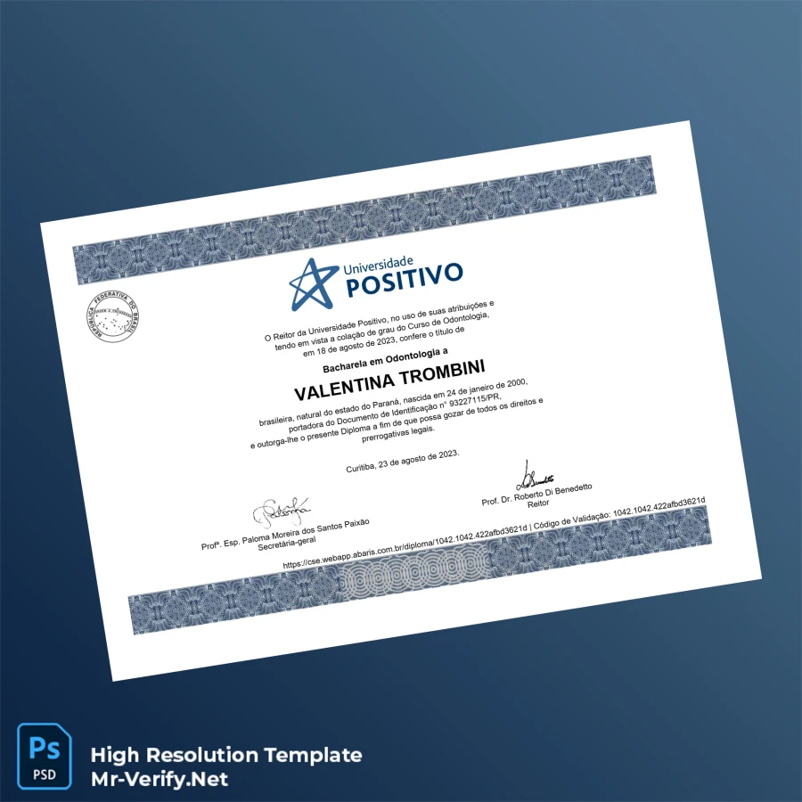 Brazil Universidade Positivo Bachelor of Dentistry Template – Fully Editable & Print-Ready 2 Page Brazil Universidade Positivo Bachelor of Dentistry Template – Fully Editable & Print-Ready 2 Page