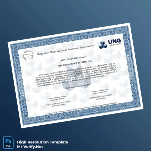 Brazil Universidade Univers Veritas Guarulhos Bachelor of Science in Biomedicine Template – Fully Editable & Print-Ready 2 Page Brazil Universidade Univers Veritas Guarulhos Bachelor of Science in Biomedicine Template – Fully Editable & Print-Ready 2 Page