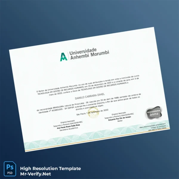 Brazil University Anhembi Morumbi Technology Degree in Human Resources Template – Fully Editable & Print-Ready 2 Page Brazil University Anhembi Morumbi Technology Degree in Human Resources Template – Fully Editable & Print-Ready 2 Page