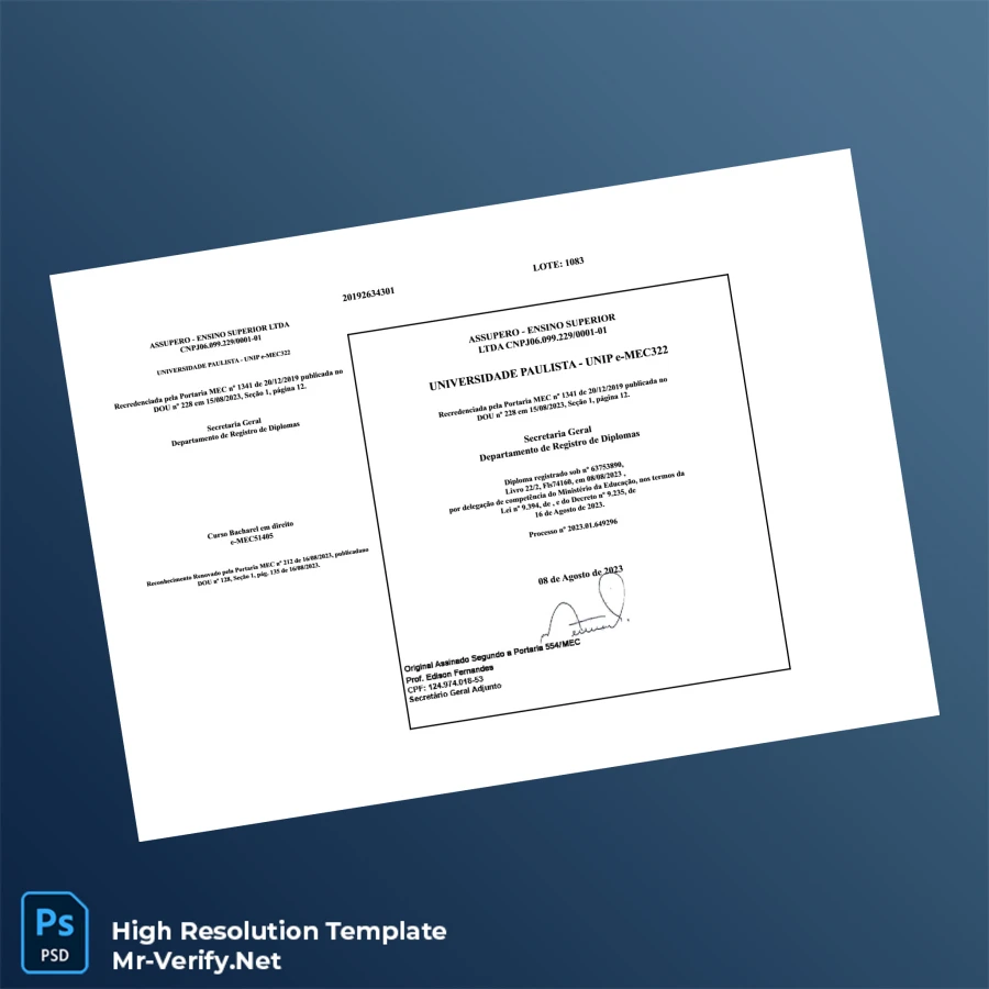 Brazil University Paulista Bachelor of Law Template – Fully Editable & Print-Ready 2 Page Brazil University Paulista Bachelor of Law Template – Fully Editable & Print-Ready 2 Page