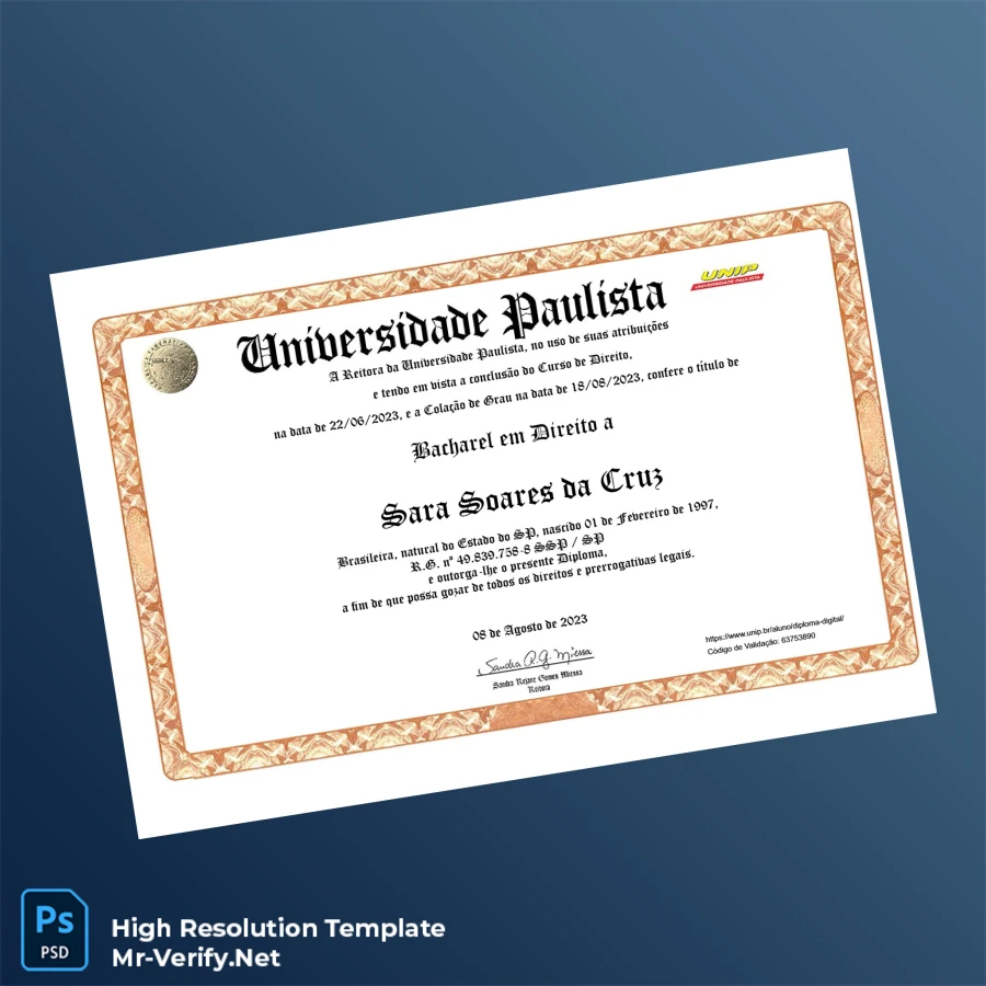 Brazil University Paulista Bachelor of Law Template – Fully Editable & Print-Ready 2 Page Brazil University Paulista Bachelor of Law Template – Fully Editable & Print-Ready 2 Page